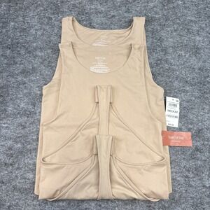 State of Day Seamless Thong Bodysuit women's medium neutral snap tank LOT of 2